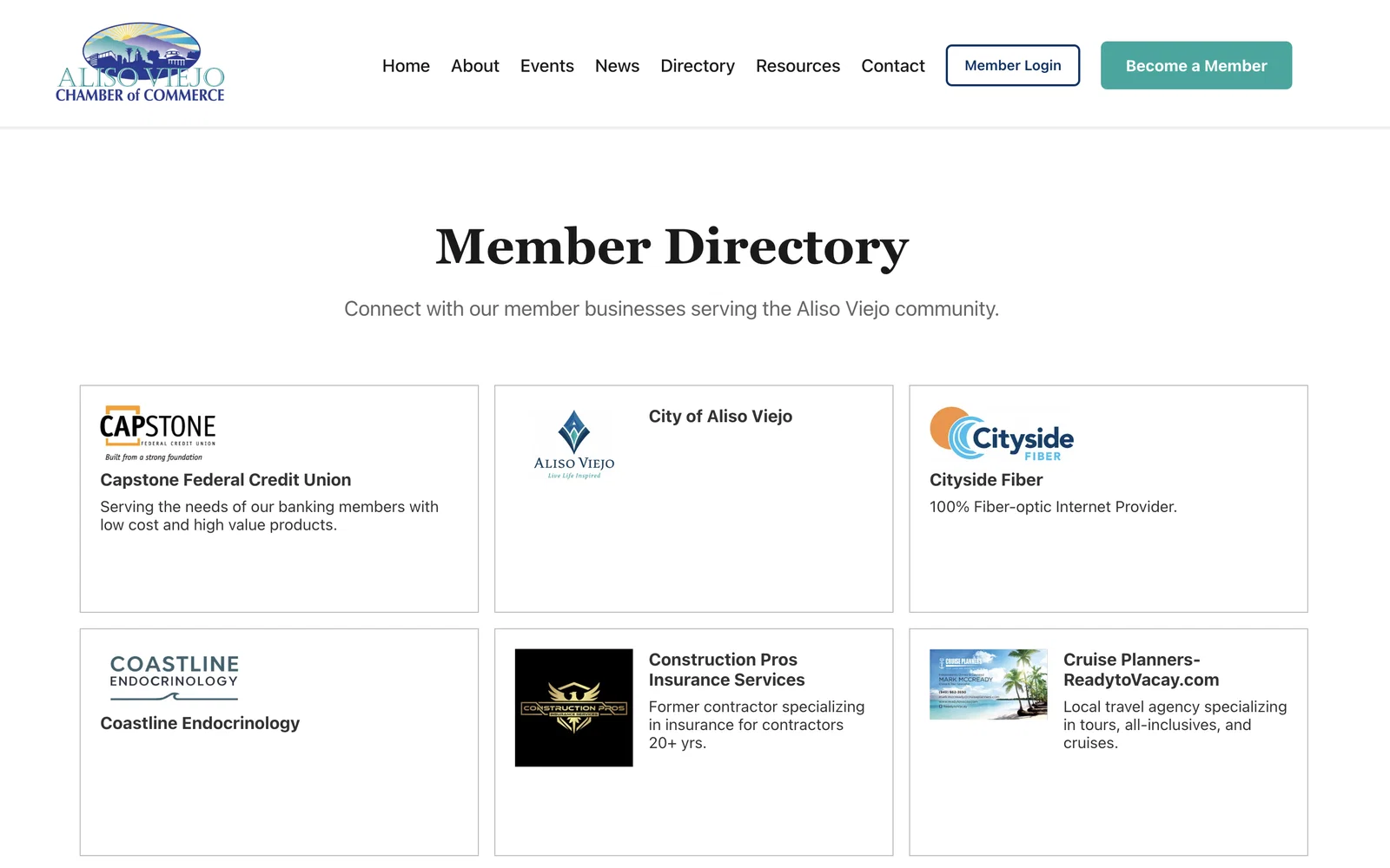 Aliso Viejo Chamber of Commerce member directory